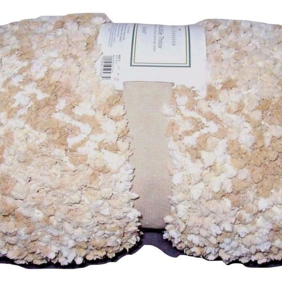 Kohls Ultra Soft Micro Bubble Throw Blanket Beige Ivory Tan Cream Wheat 50X60 - Picture 2 of 2